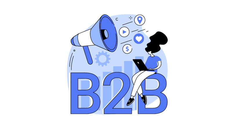 Grafik mit Megafon und Schriftzug &quot;B2B&quot;